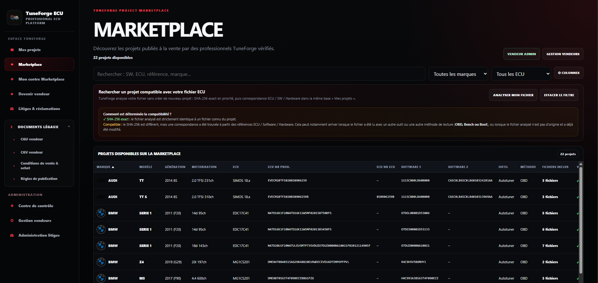 La Marketplace TuneForge ECU est en ligne